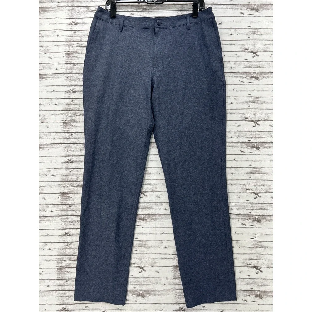 Toes on the Nose Golf Pants Men 32x30 Stretch Lightweight Heather Gray Blue Slim